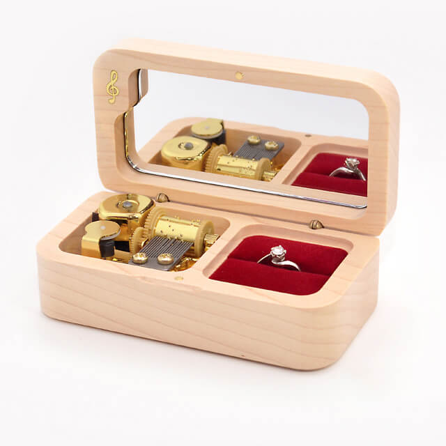 Premium Wooden Music Box with Ring Holder and ON/OFF Feature (30+ Popular Tunes Collection)