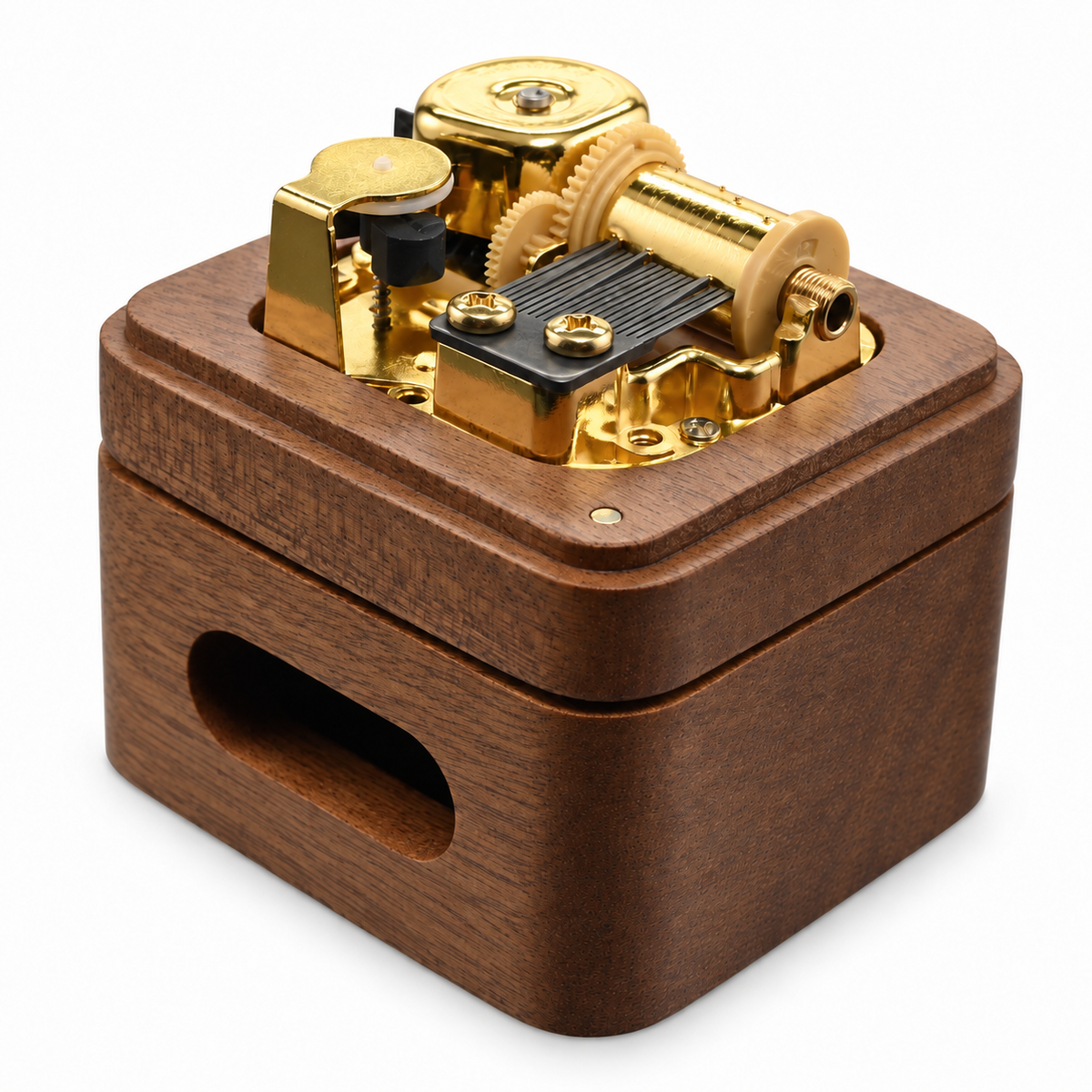 Flying Theme Wind-Up Music Box with Wooden Resonating Base