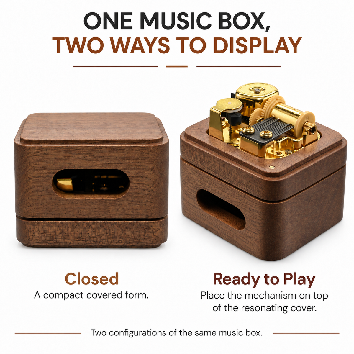 Flying Theme Wind-Up Music Box with Wooden Resonating Base