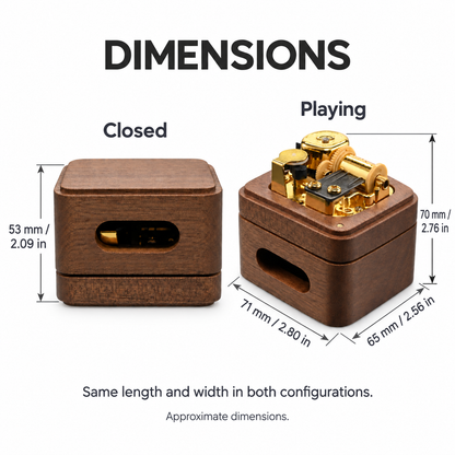 Flying Theme Wind-Up Music Box with Wooden Resonating Base