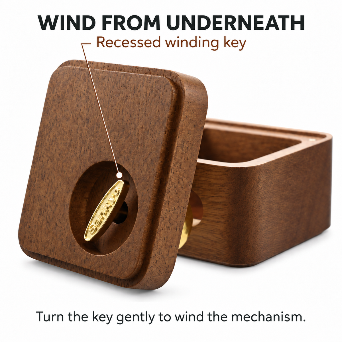 Flying Theme Wind-Up Music Box with Wooden Resonating Base