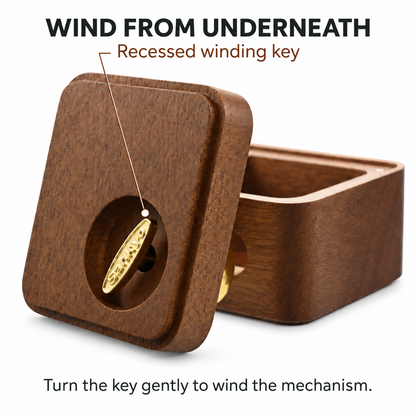 Flying Theme Wind-Up Music Box with Wooden Resonating Base