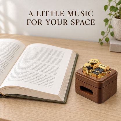 Flying Theme Wind-Up Music Box with Wooden Resonating Base