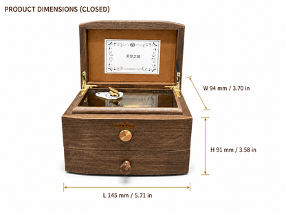 Customized 30-note Zelda's Lullaby (The Legend of Zelda) jewelry music box - dimensions