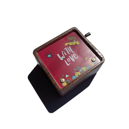 Path of the Wind hand crank Walnut music box with photo frame