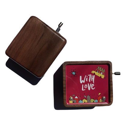 Davy Jones hand crank Walnut music box with photo frame