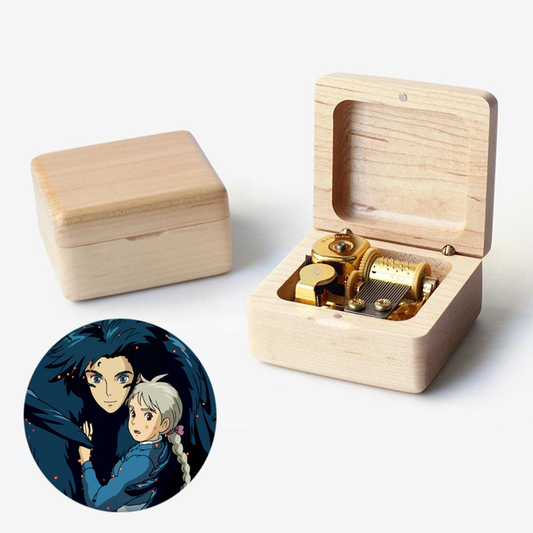 Premium Wooden Music Box (Tune: Merry Go Round of Life / The Promise of the World - Howls Moving Castle)