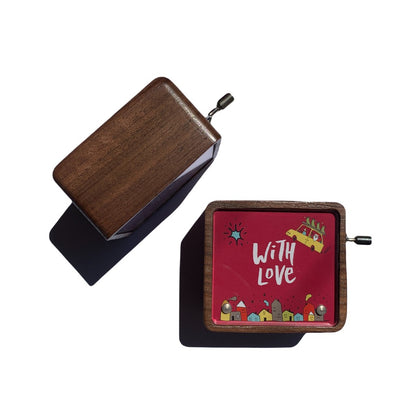 Hand Crank Wooden Music Box with Photo Frame (20+ Tunes Available)