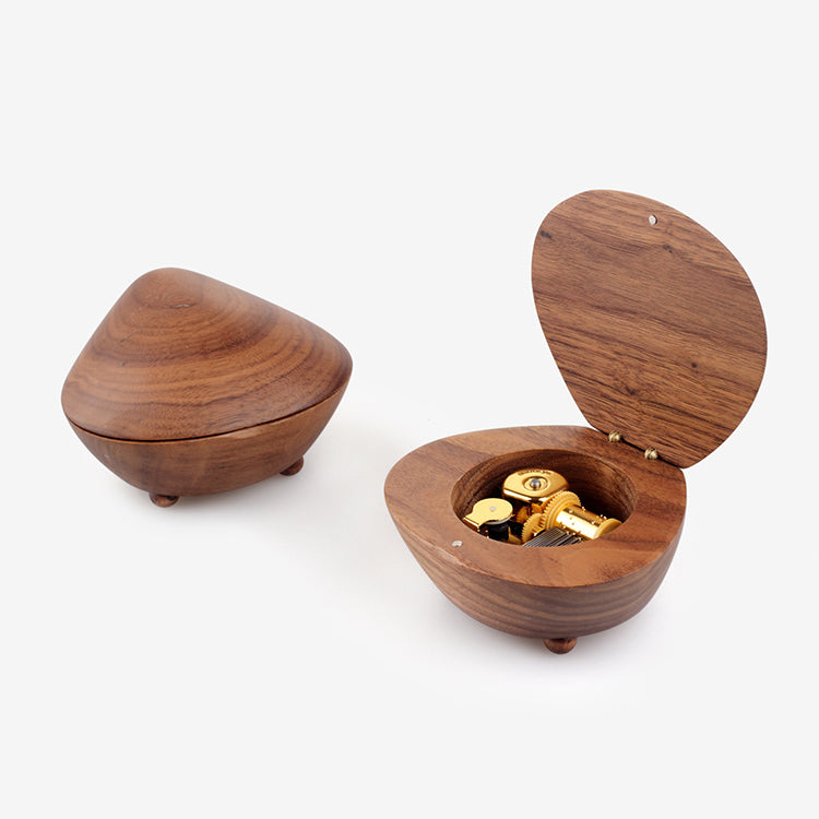 Premium Shell Shaped 18Note Wooden Music Box (30+ Popular Tunes Collection)