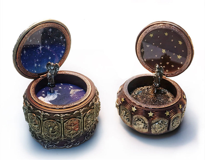 Vintage Zodiac 12 Constellations Music Box with LED Lights