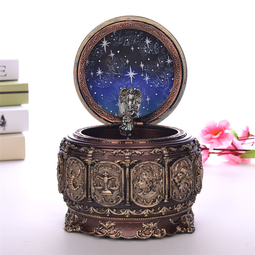 Vintage Zodiac 12 Constellations Music Box with LED Lights
