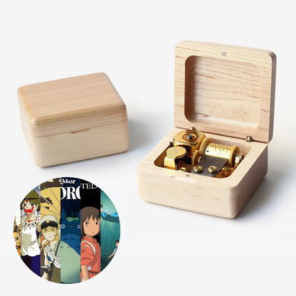 Premium Wooden Music Box With Tunes of Spirited Away / Castle In The Sky / Howls Moving Castle / My Neighbor Totoro / Princess Mononoke